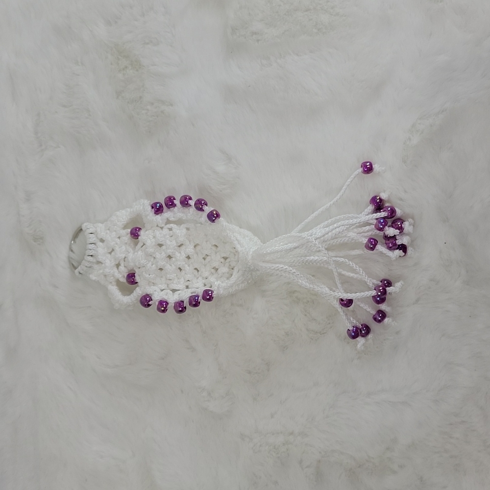 Macrame Owl KeyChain Purple - Picture 4 of 4